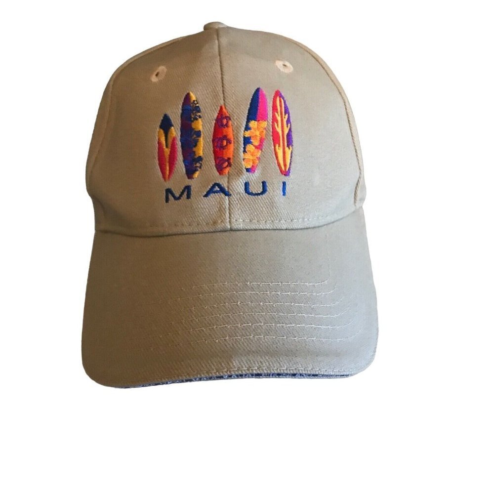 Maui Hawaii Hawaiian Baseball Cap Hat‎ Khaki Surfboards